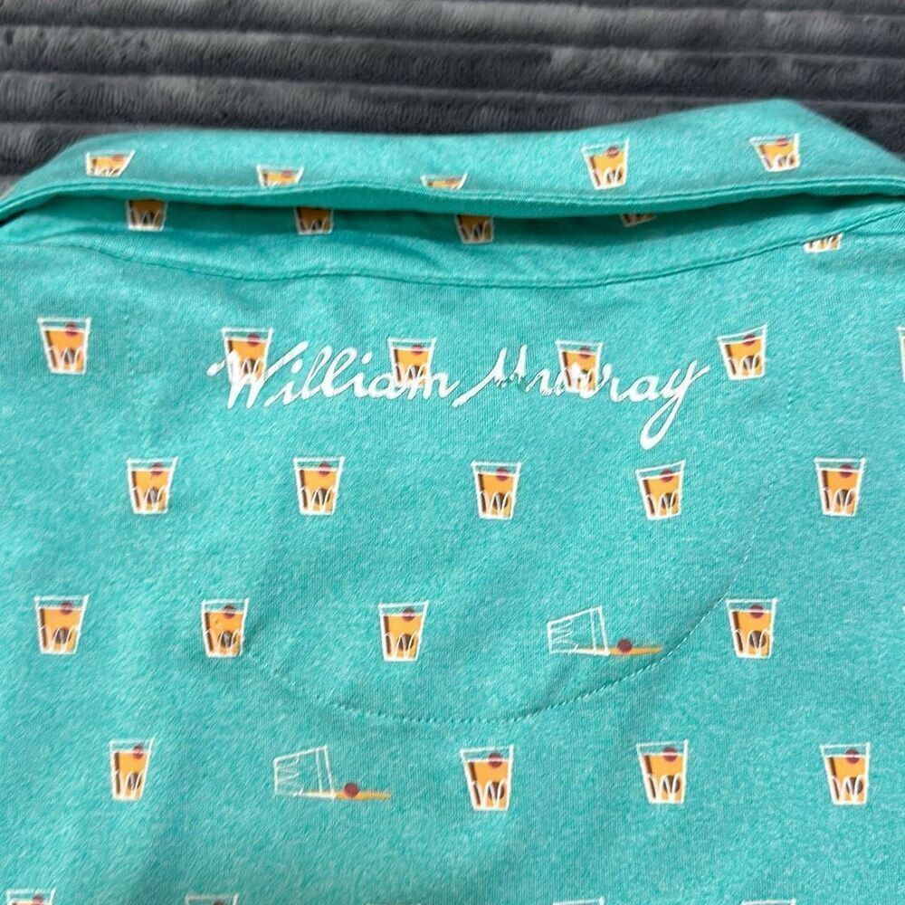 William Murray Polo Shirt Green Cocktail Drink Print Short Sleeve Men’s Size XL - Picture 6 of 9